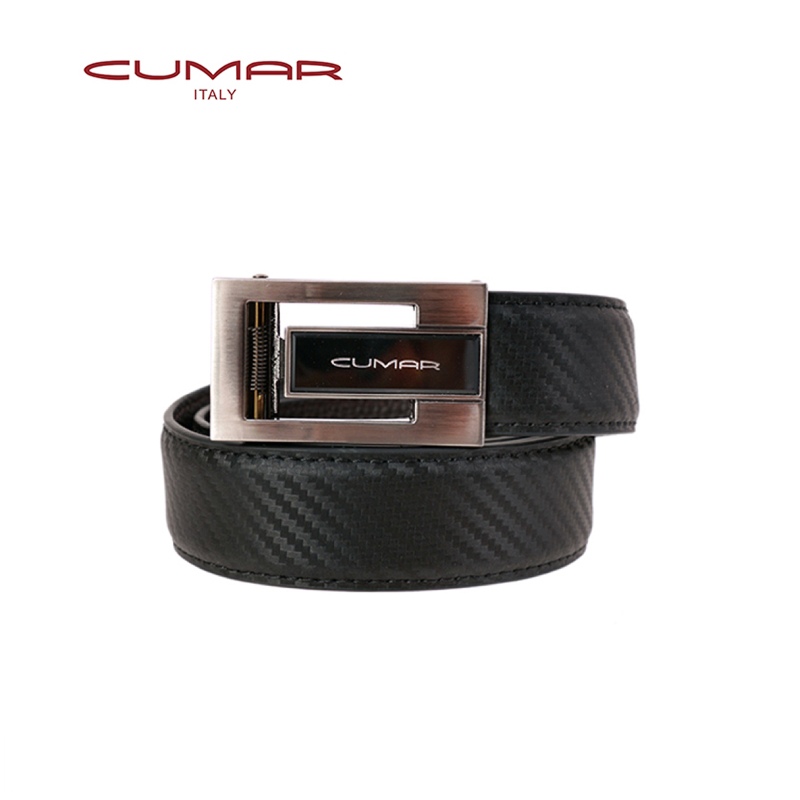 【CUMAR 義大利】牛皮 - CARBON FIBER 自動扣皮帶(0596-E36-01 3)✿30B001